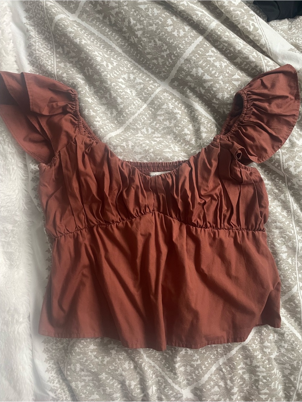 Abercrombie & Fitch Maroon Ruffle Smock Tanktop Size Medium